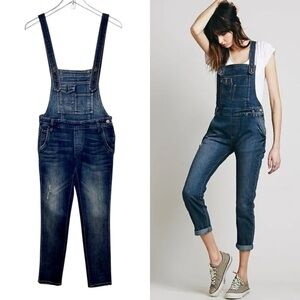 Free People Denim Skinny Women’s Medium Wash Overalls Sz 24